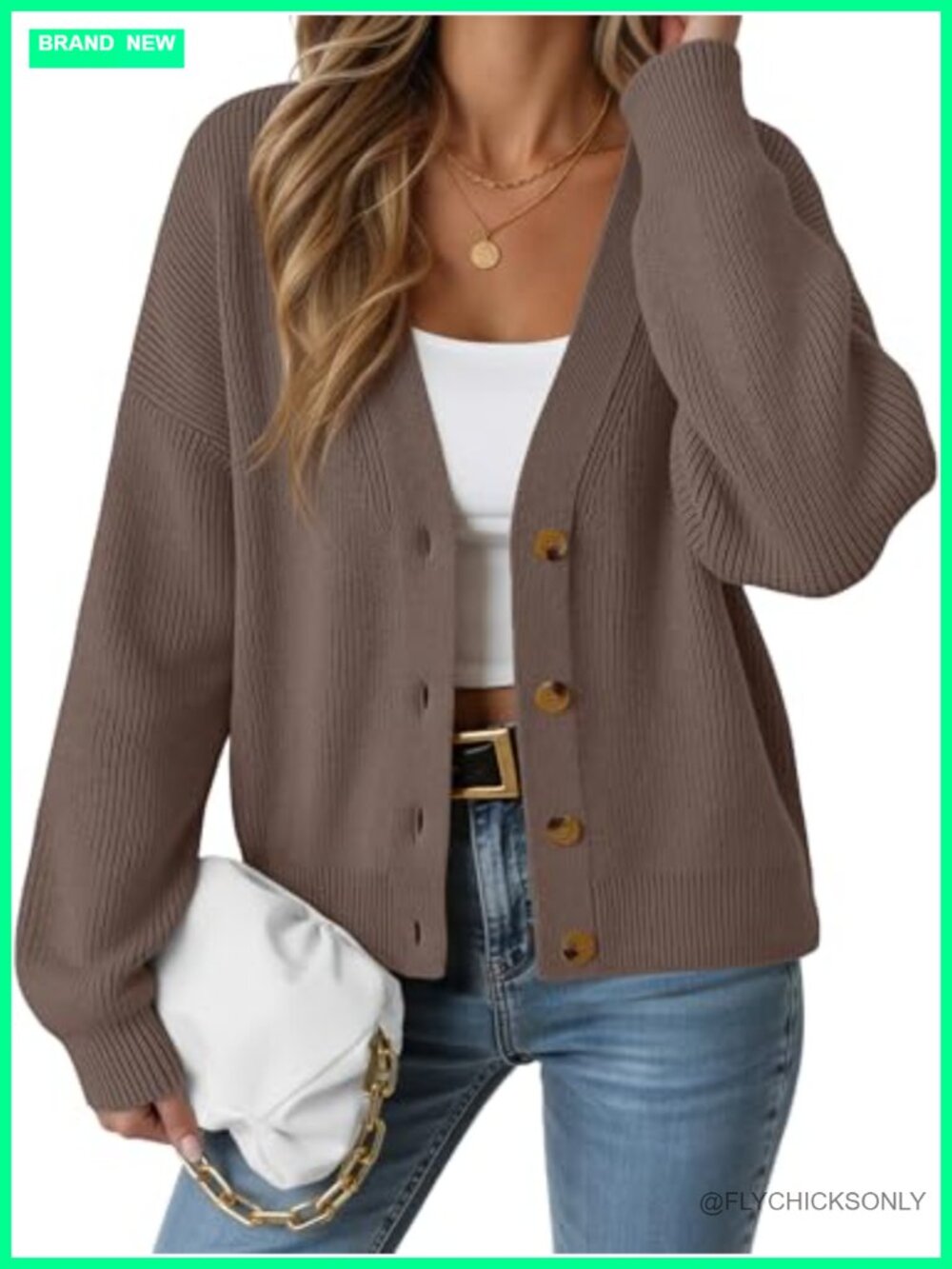 Oversized Cardigan Sweater V-Neck Button Down Long Sleeve Knit